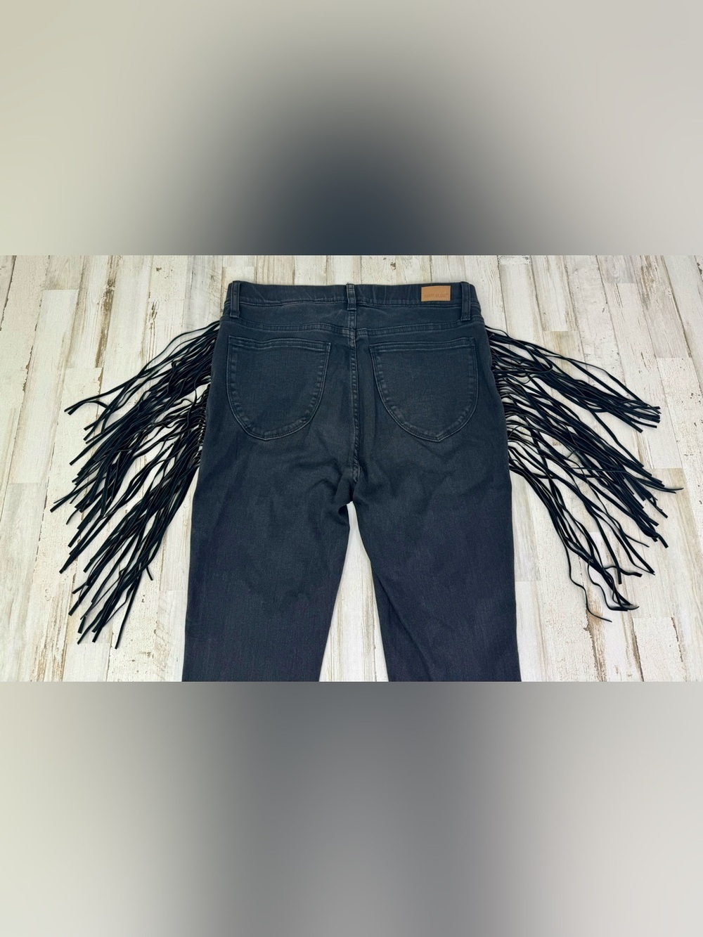 Judy Blue Jeans Womens 11/30 Black Mid Rise Skinny Fit Western Fringe - Picture 11 of 12